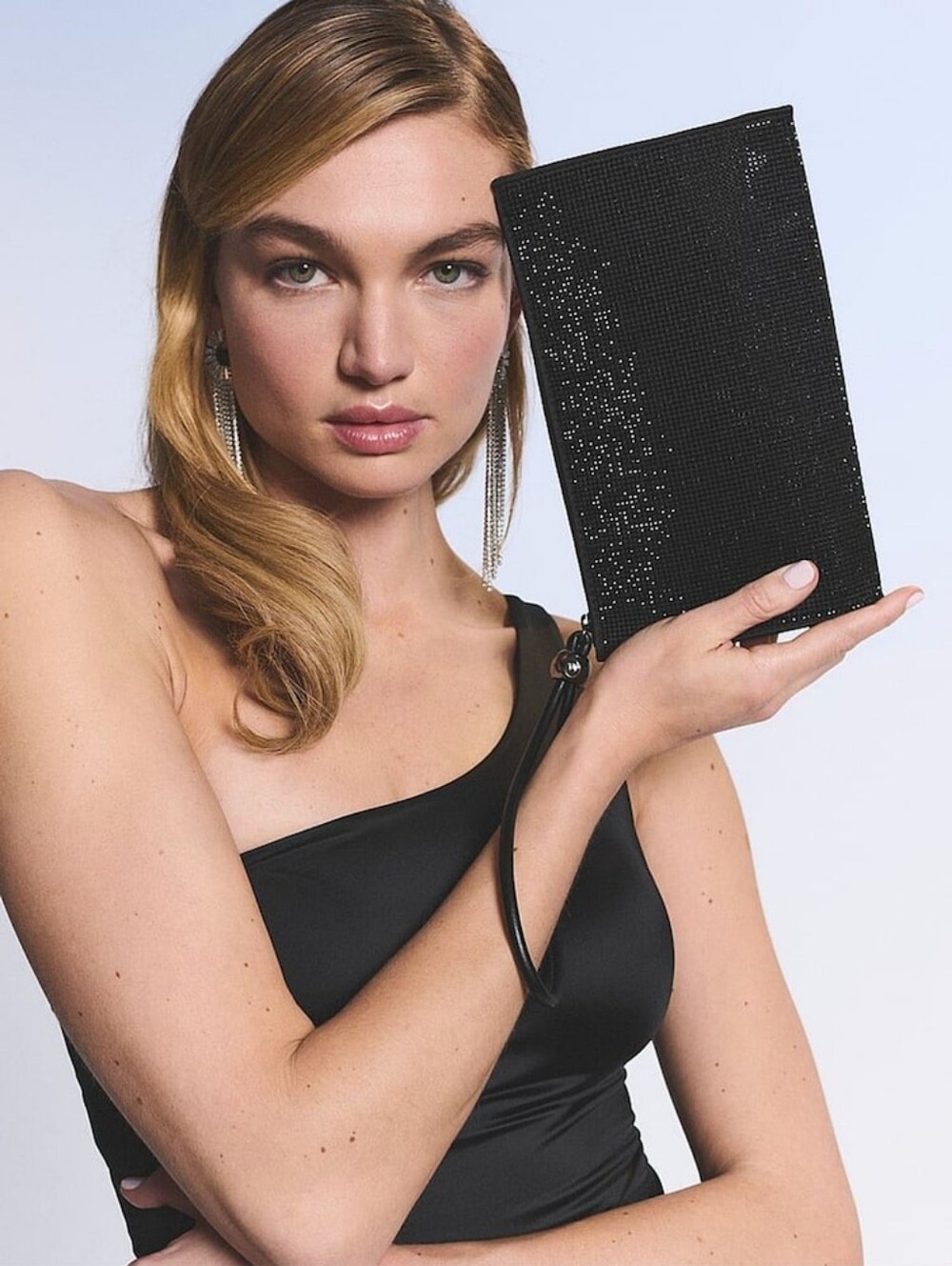 NWT Victoria's Secret Black Diamanté Large Wristlet Pouch
